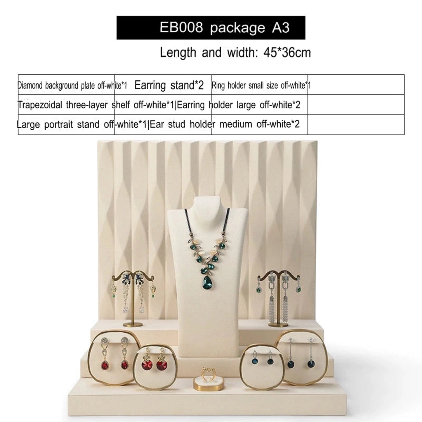 Luxury jewellery display, rings, necklaces, earrings, window display, jewelry, display props