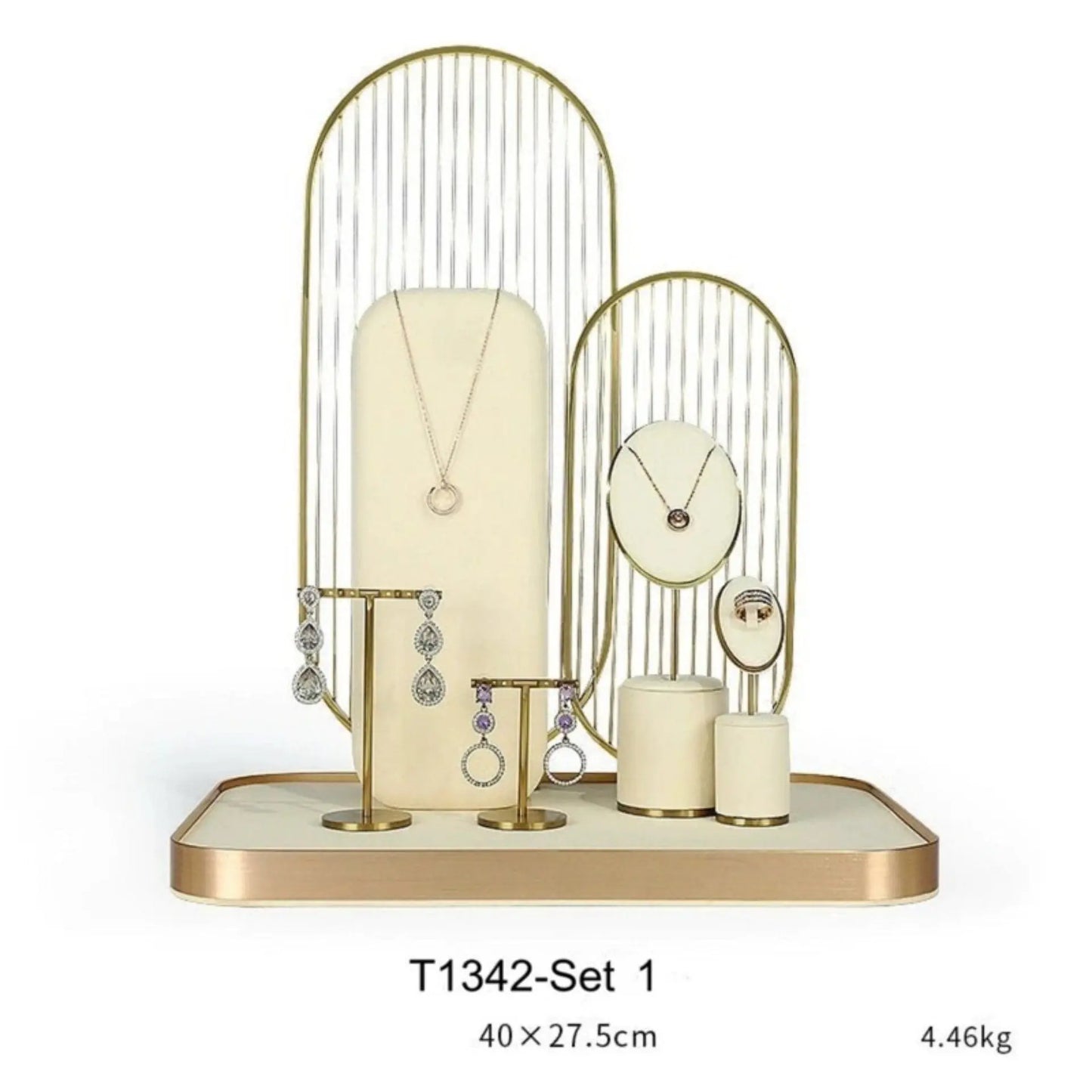 Beige white microfiber jewelry display stand pendant ring earrings bracelet bracelet jewelry display props Jim Display