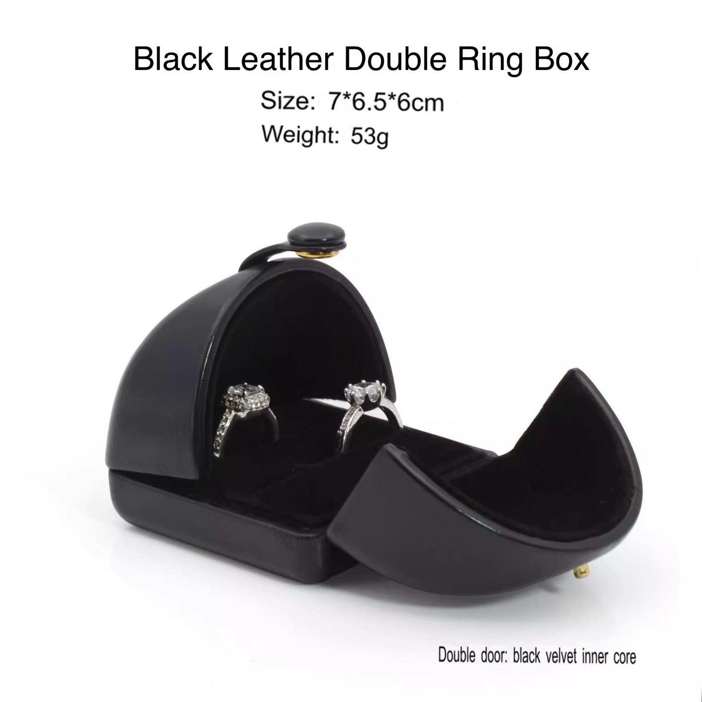Double opening black leather creative jewelry box engagement ring box jewelry box earring box necklace box bracelet box