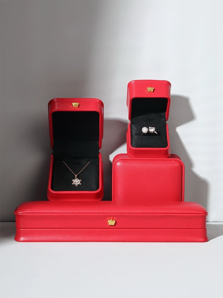 Jewelry Box, Metal Crown, PU Leather, Ring Box, Necklace, Bracelet, Jewelry, Packaging, Gift Box
