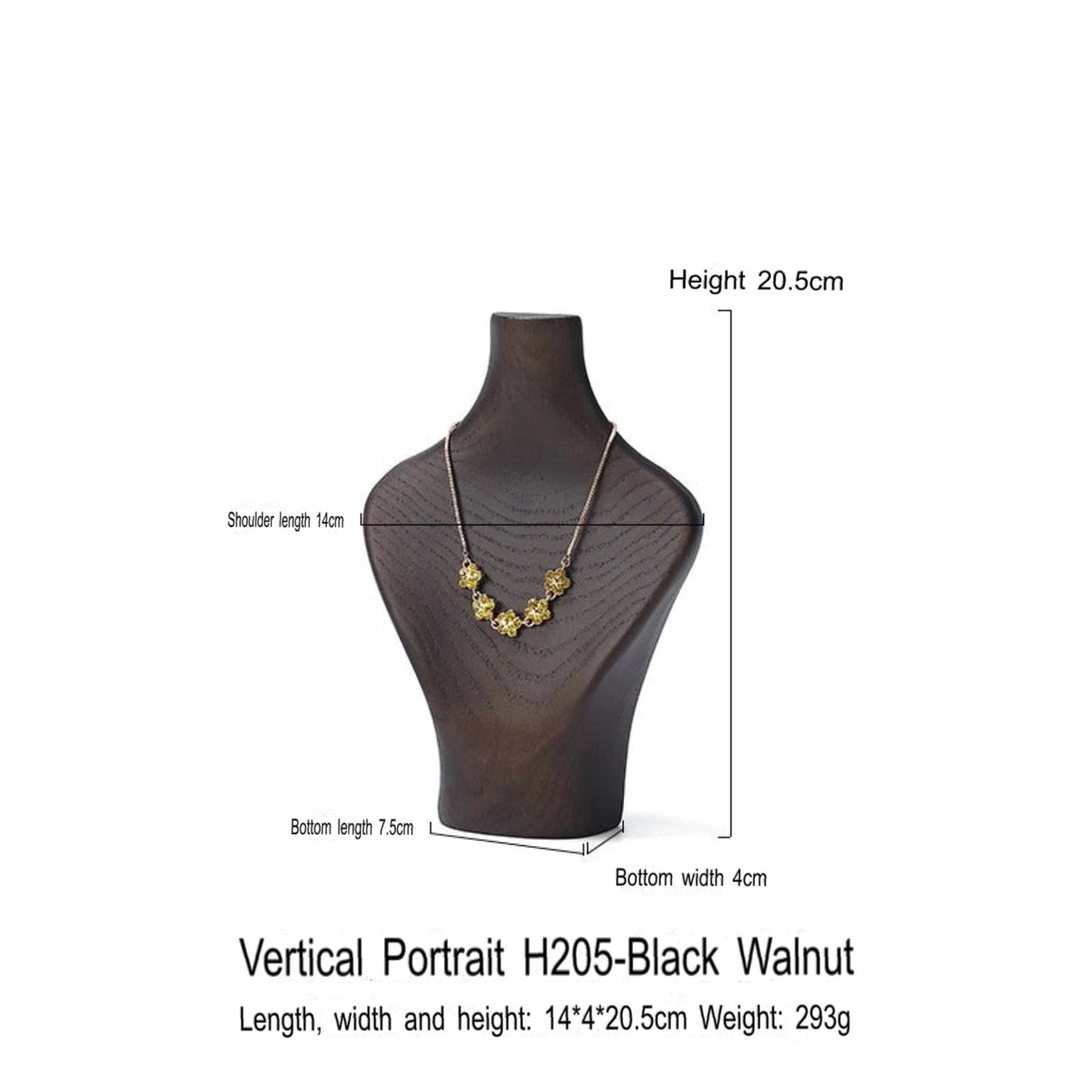 Necklace display stand, solid wood, walnut jewelry display stand, pendant hanger, portrait neck rack, jewelry display props
