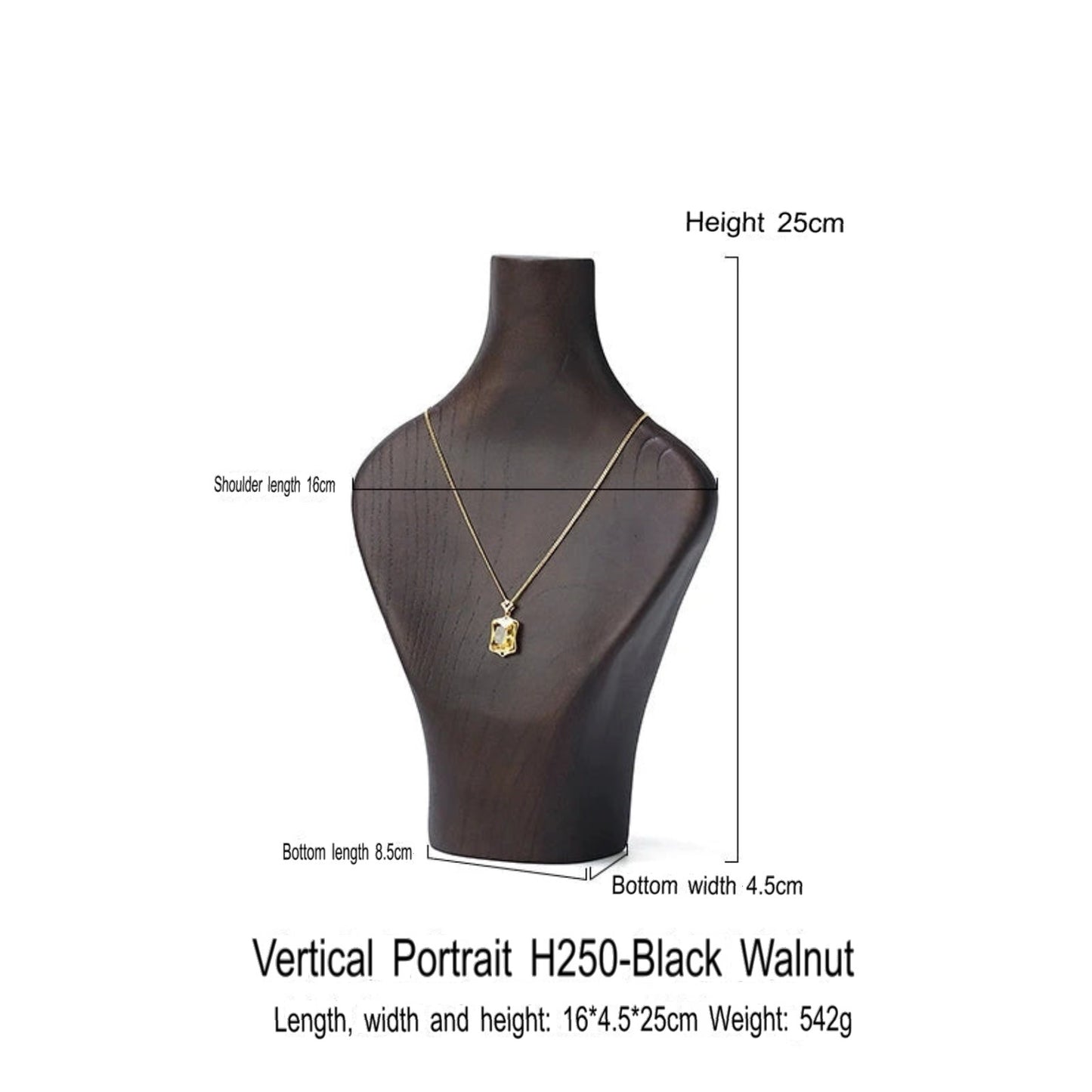 Necklace display stand, solid wood, walnut jewelry display stand, pendant hanger, portrait neck rack, jewelry display props