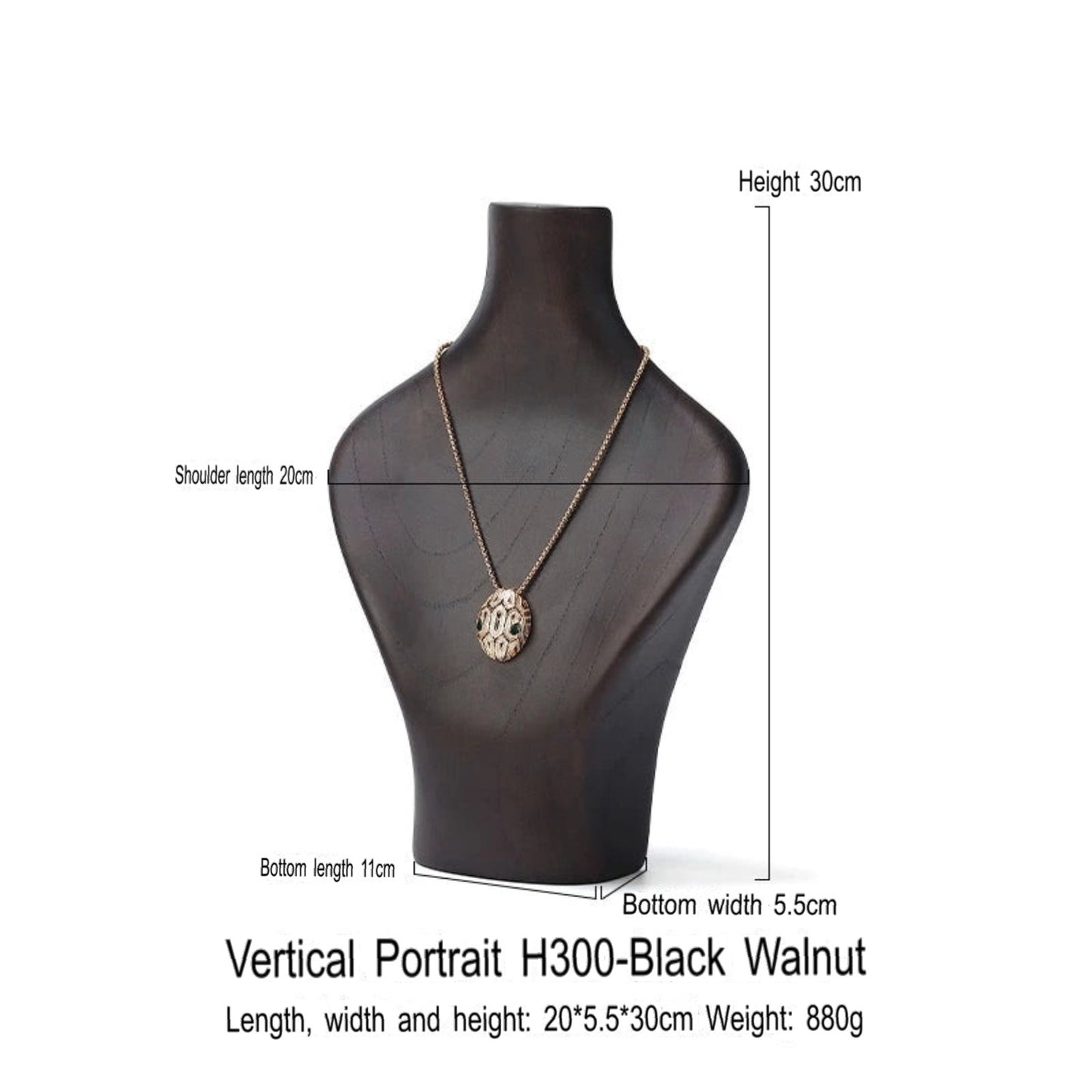 Necklace display stand, solid wood, walnut jewelry display stand, pendant hanger, portrait neck rack, jewelry display props