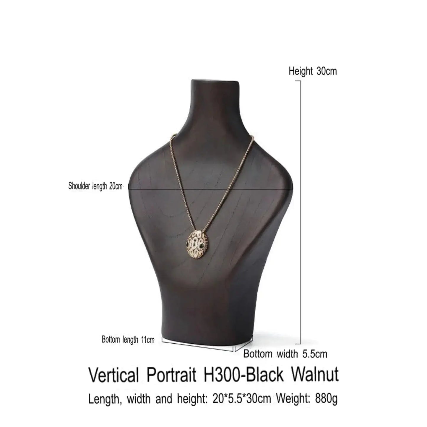 Necklace display stand, solid wood, walnut jewelry display stand, pendant hanger, portrait neck rack, jewelry display props Jim Display