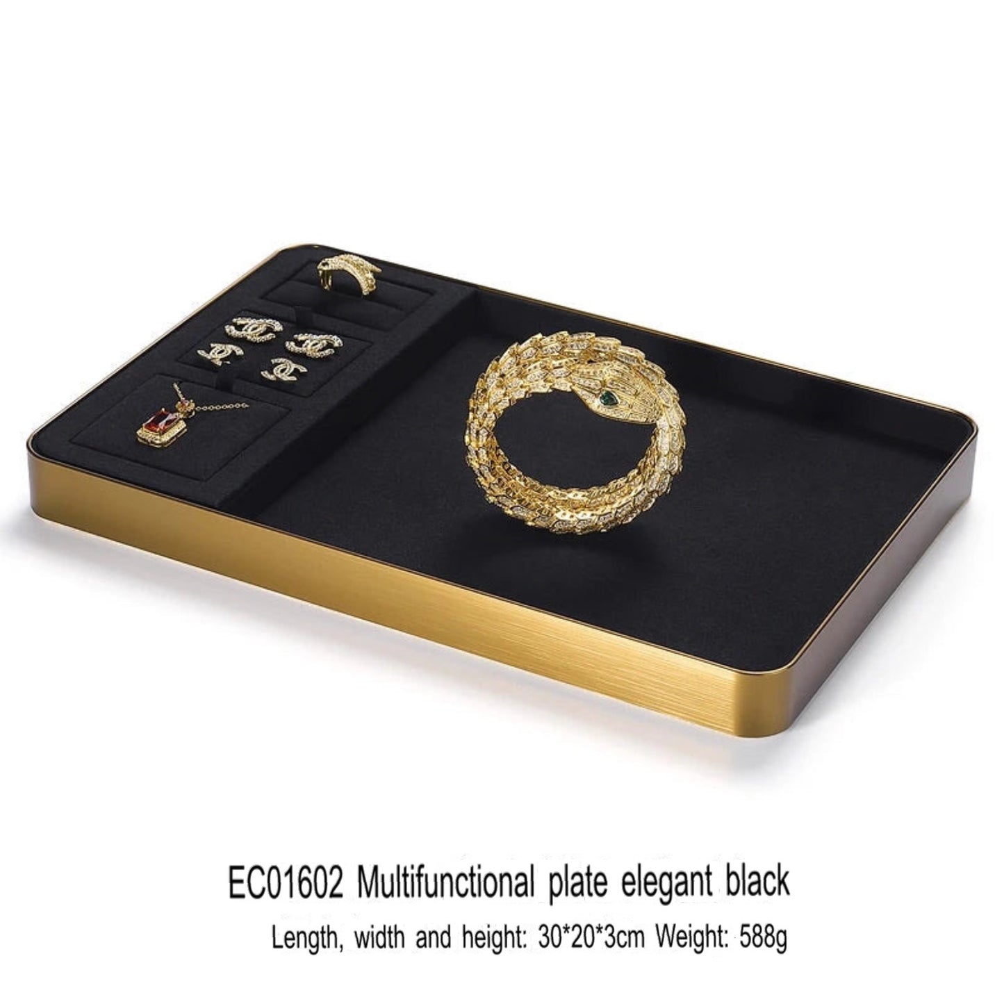 Jewelry display plate, metal gold jewelry tray, ring, necklace, bracelet, jade, multi-purpose jewelry storage, look at the pallet