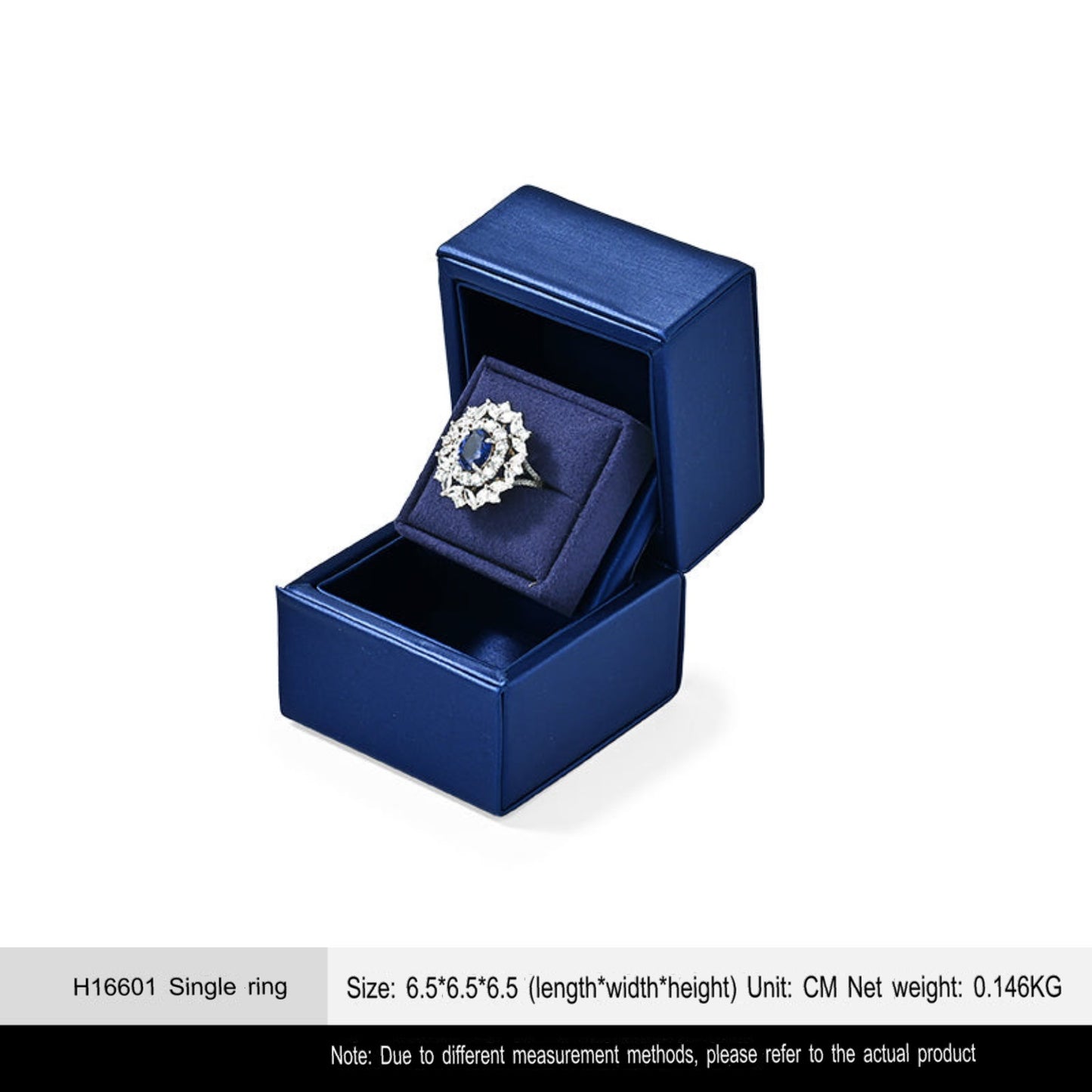New Ring Storage Box Wedding Proposal Pair Ring Box Blue PU Leather Couple Ring Gift Box