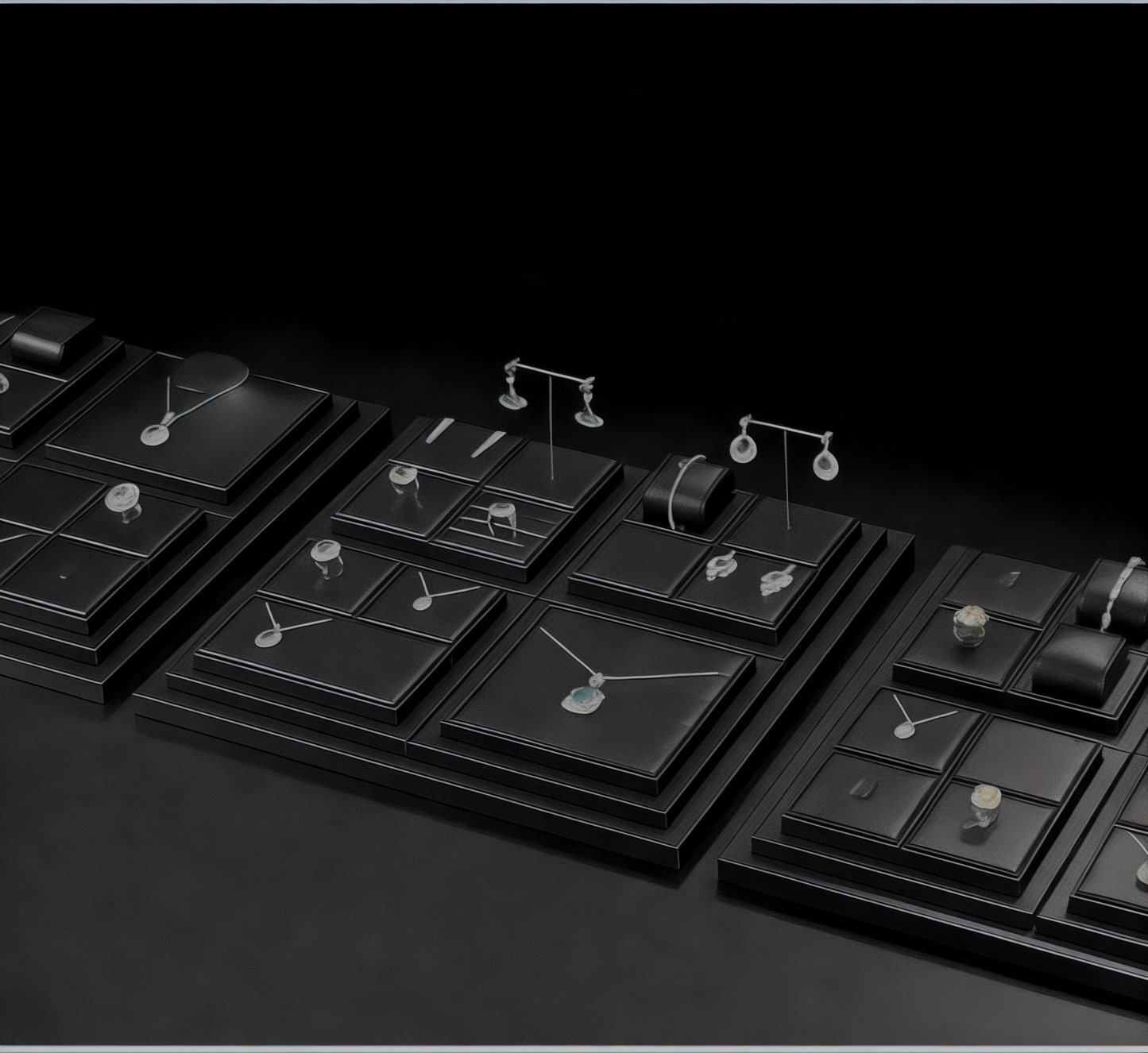 Luxury jewelry display props high-end PU rings, necklaces, earrings racks, counter jewelry display racks