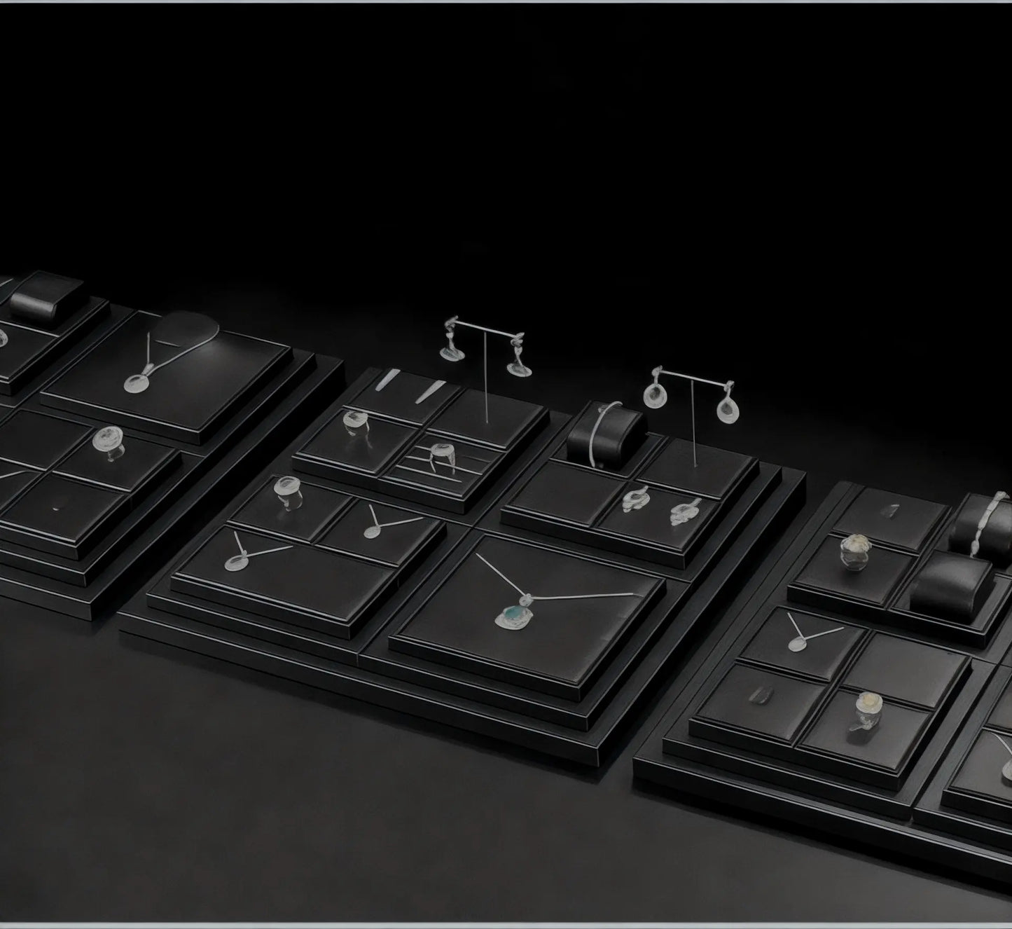 Luxury jewelry display props high-end PU rings, necklaces, earrings racks, counter jewelry display racks Jim Display
