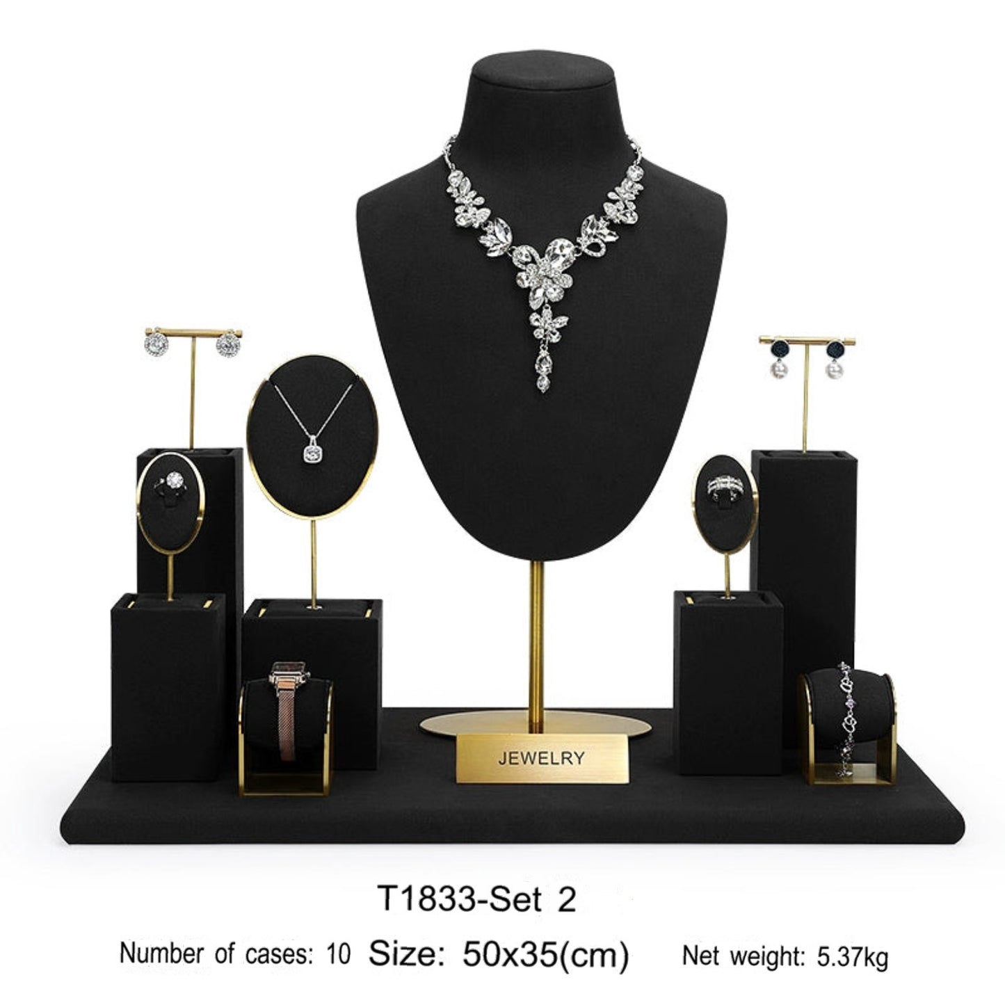 Jewelry display shelves, necklaces, rings, earrings, bracelets, bracelets, display props, microfiber window display sets