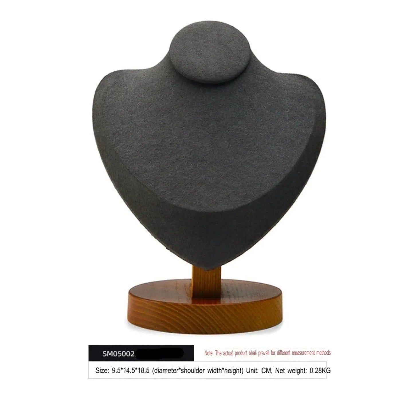 Necklace display stand, solid wood microfiber necklace, model neck, portrait frame, pendant display, neck mask holder Jim Display