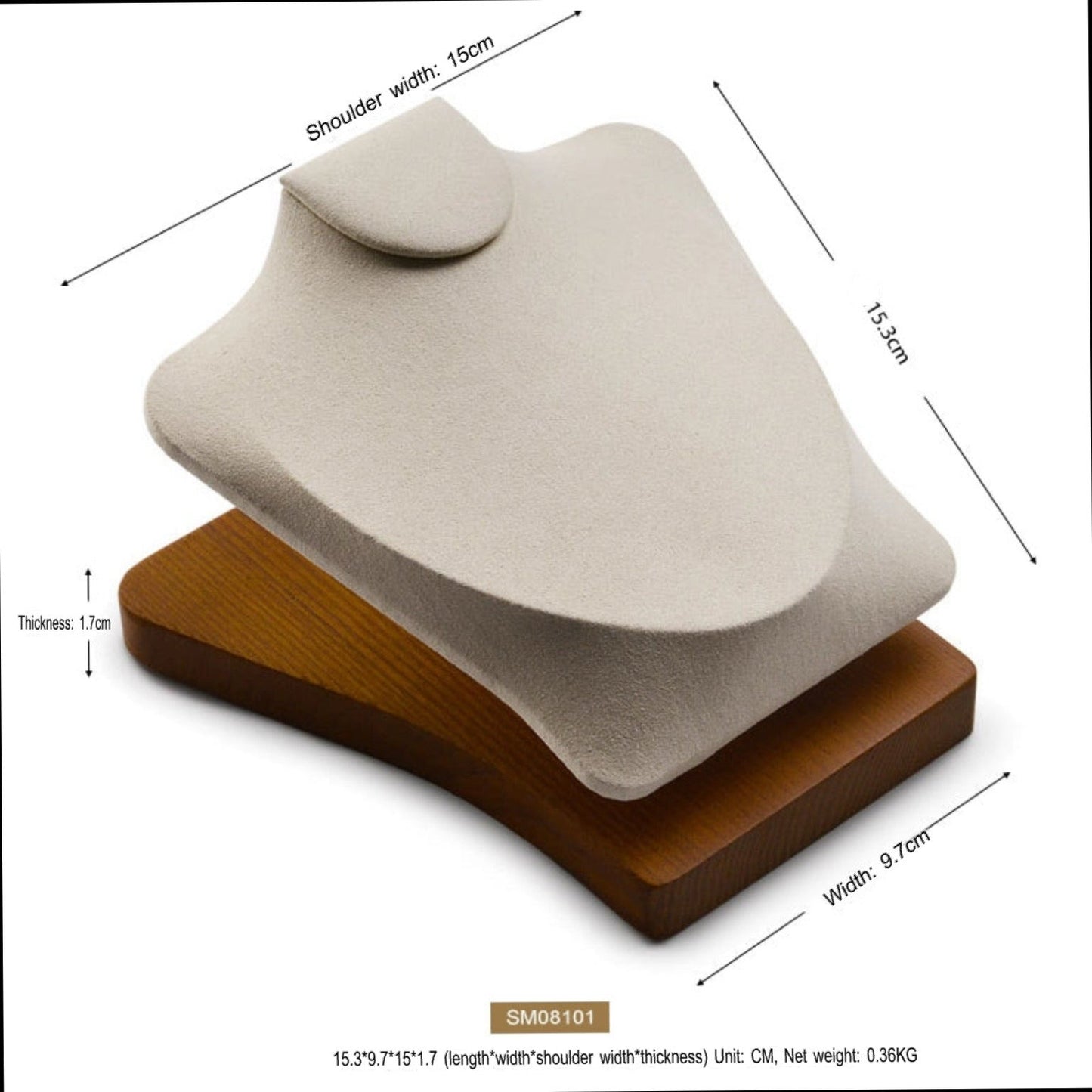 Necklace display stand, solid wood microfiber necklace, model neck, portrait frame, pendant display, neck mask holder