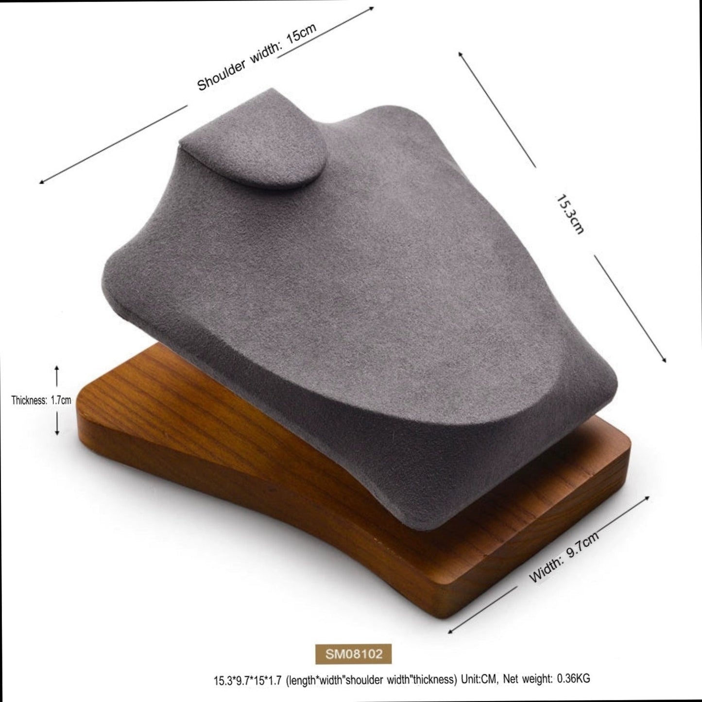 Necklace display stand, solid wood microfiber necklace, model neck, portrait frame, pendant display, neck mask holder