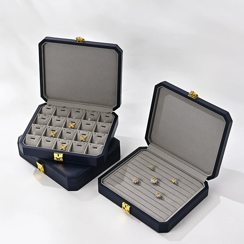 High-grade PU leather jewelry box microfiber with lock ring necklace jewelry display storage box