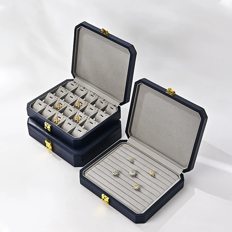 High-grade PU leather jewelry box microfiber with lock ring necklace jewelry display storage box