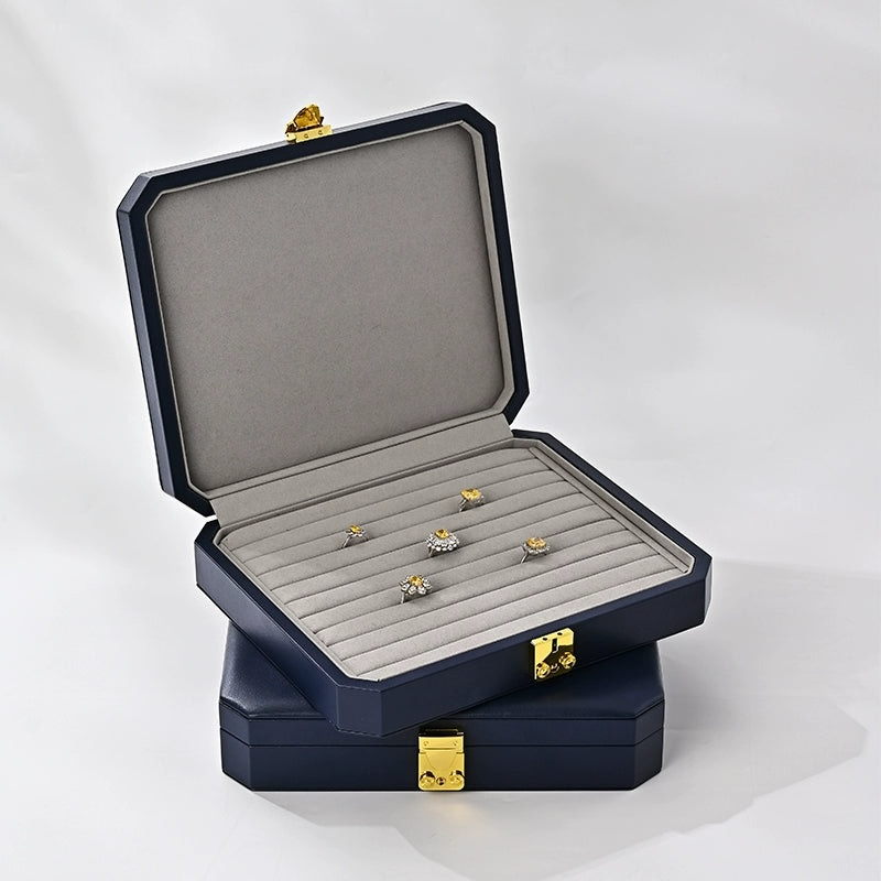 High-grade PU leather jewelry box microfiber with lock ring necklace jewelry display storage box