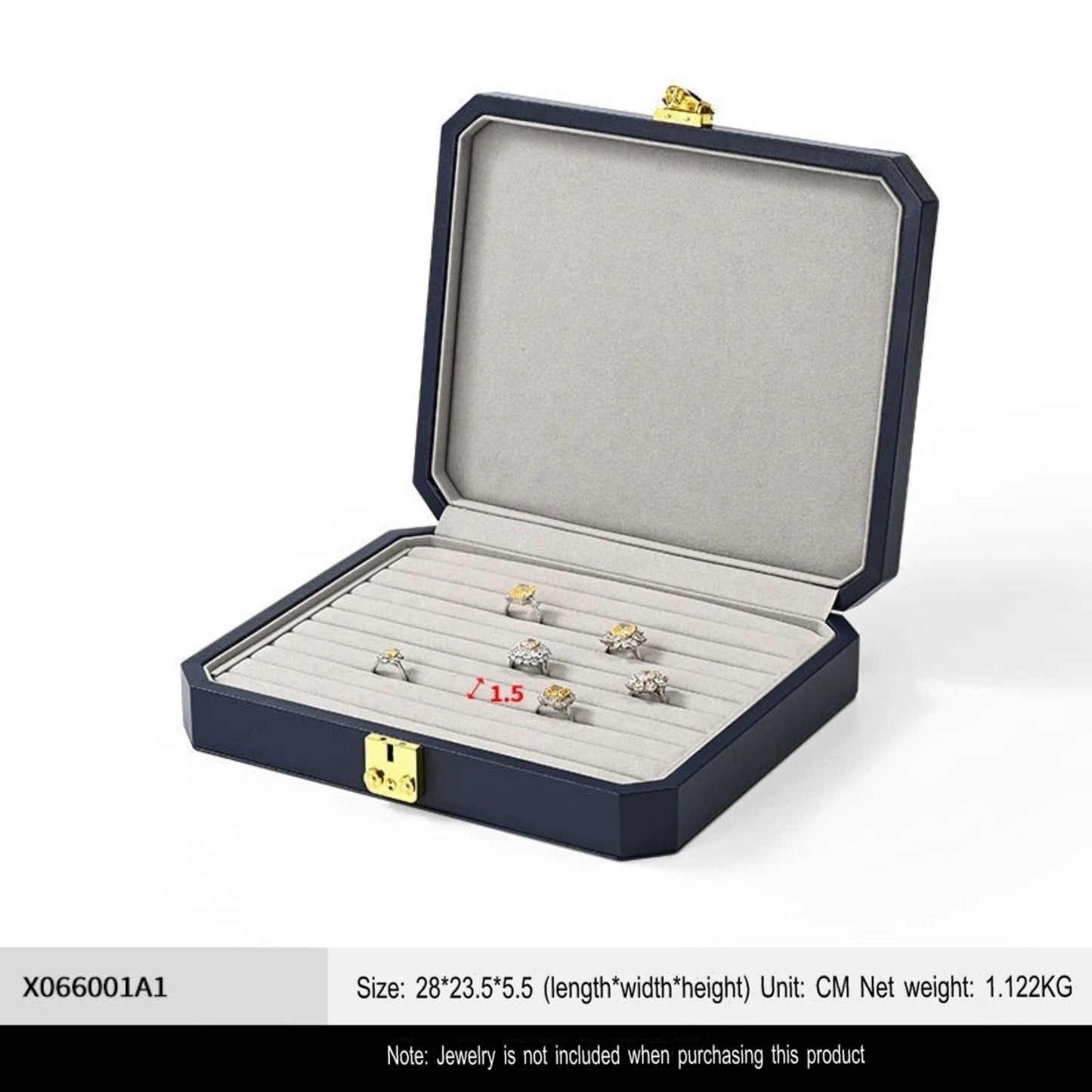 High-grade PU leather jewelry box microfiber with lock ring necklace jewelry display storage box