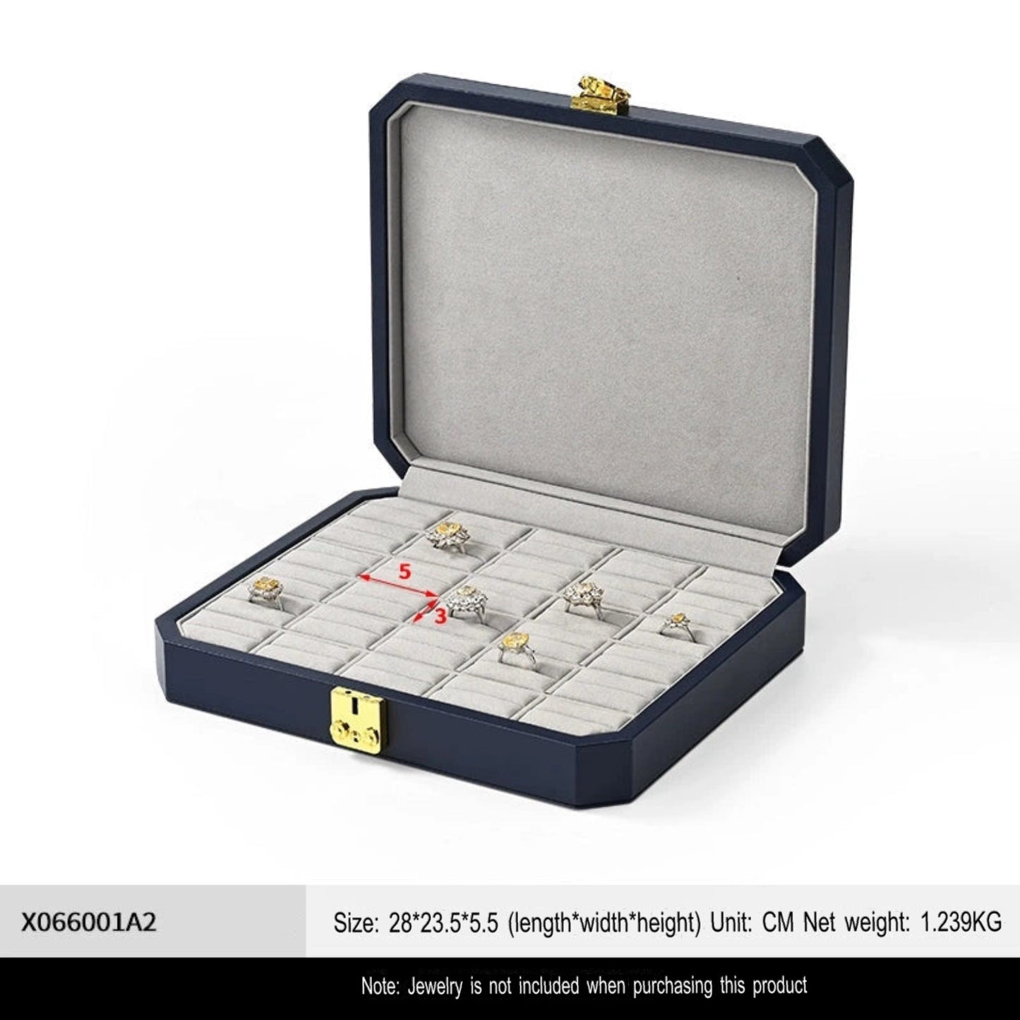 High-grade PU leather jewelry box microfiber with lock ring necklace jewelry display storage box