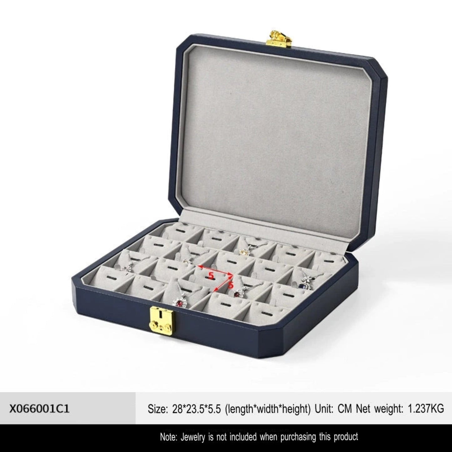 High-grade PU leather jewelry box microfiber with lock ring necklace jewelry display storage box