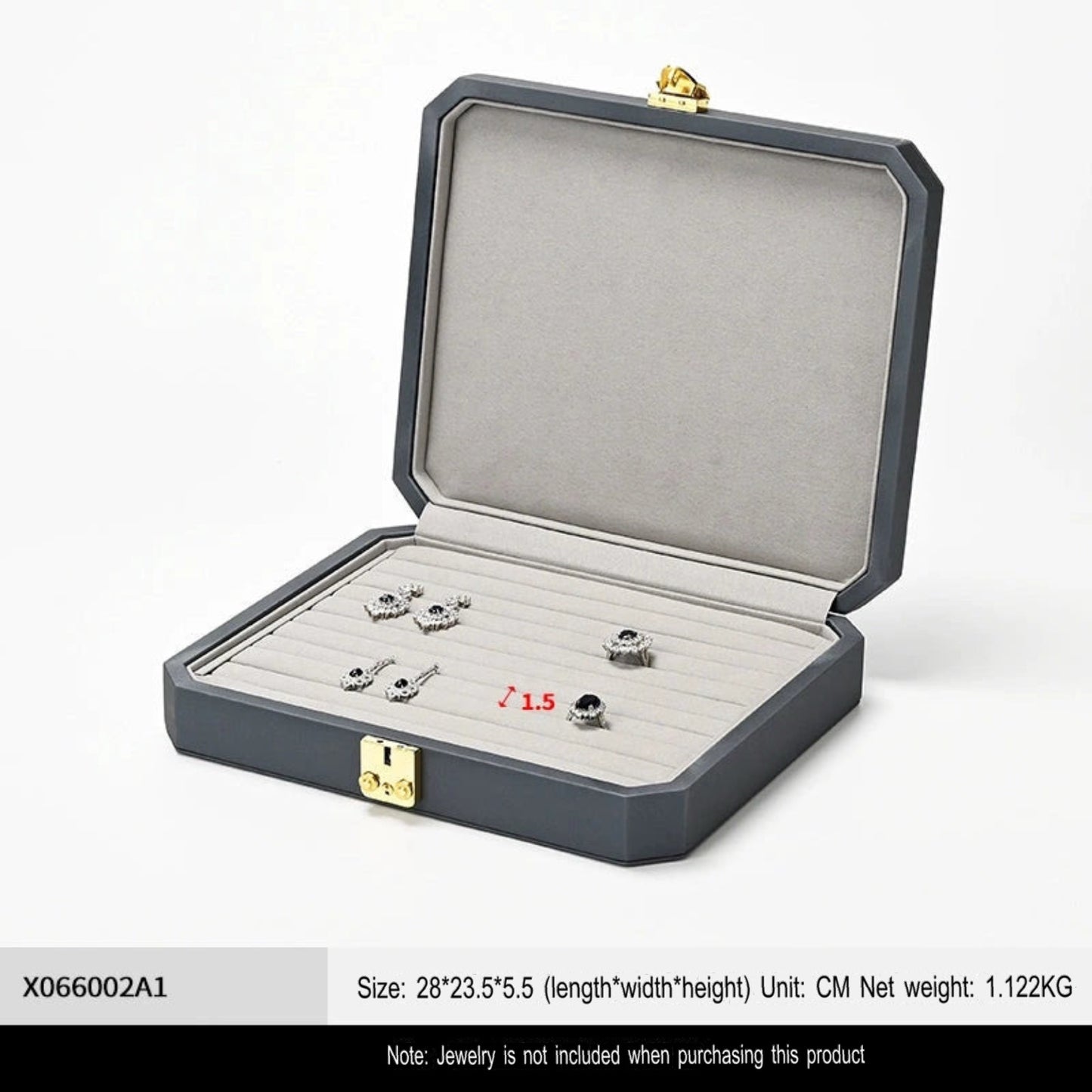 High-grade PU leather jewelry box microfiber with lock ring necklace jewelry display storage box