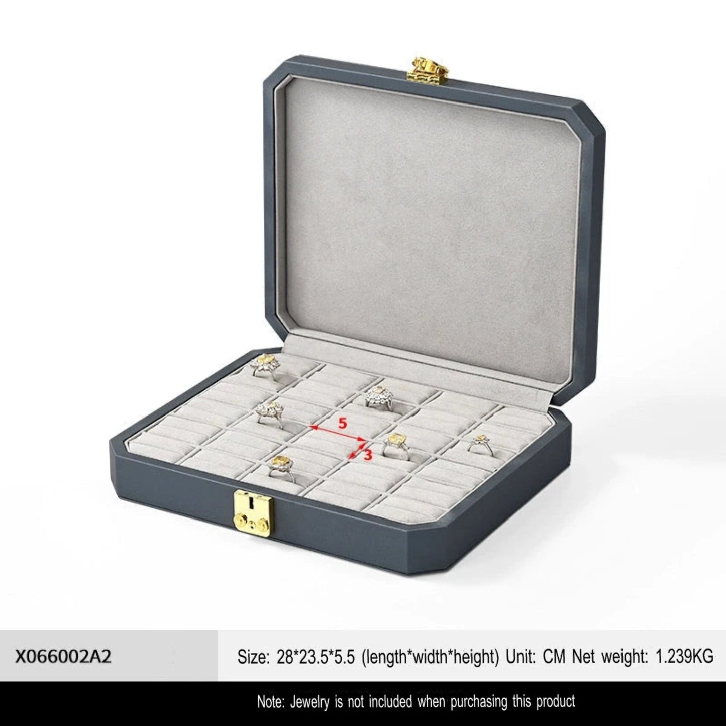 High-grade PU leather jewelry box microfiber with lock ring necklace jewelry display storage box
