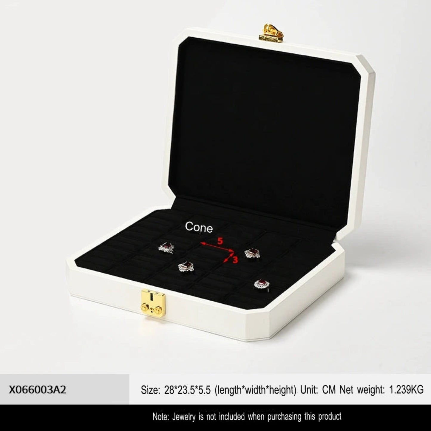 High-grade PU leather jewelry box microfiber with lock ring necklace jewelry display storage box