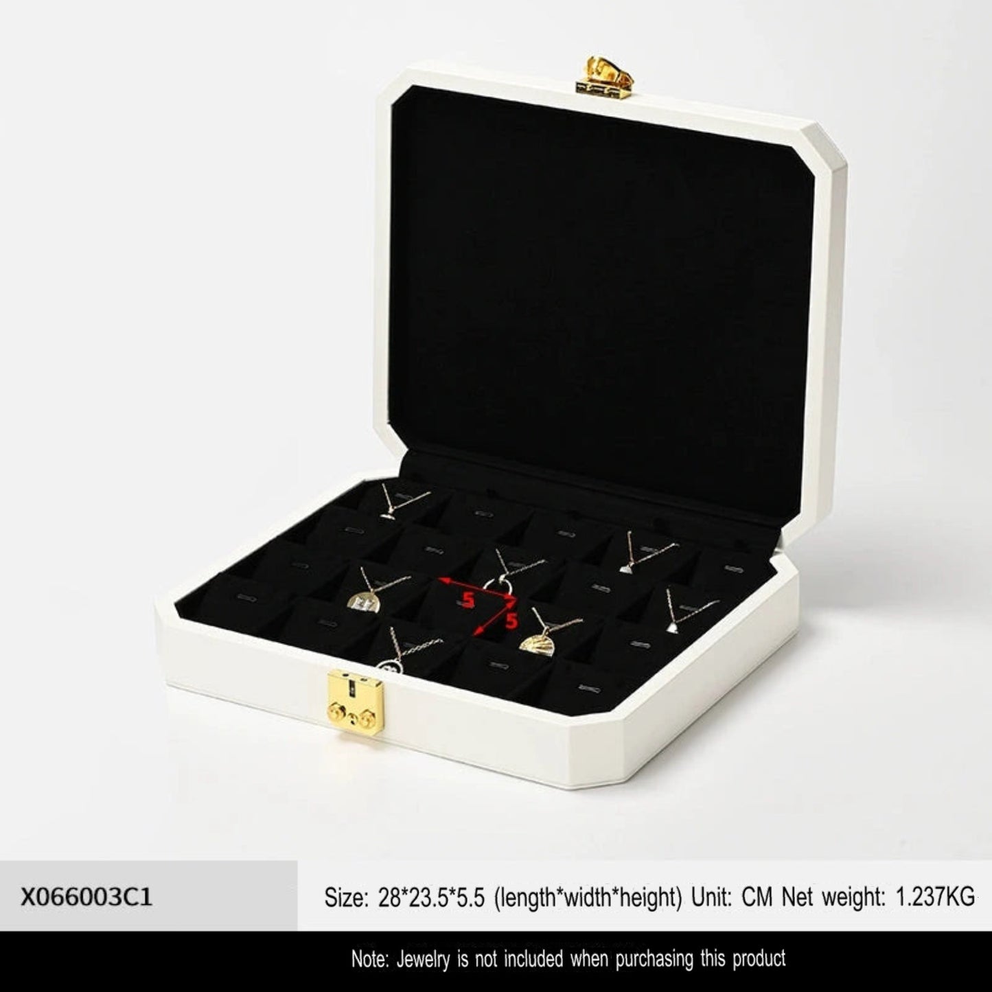 High-grade PU leather jewelry box microfiber with lock ring necklace jewelry display storage box