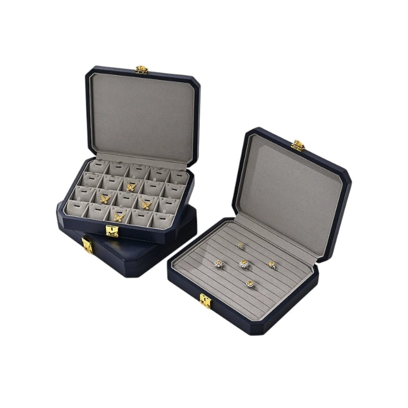 High-grade PU leather jewelry box microfiber with lock ring necklace jewelry display storage box