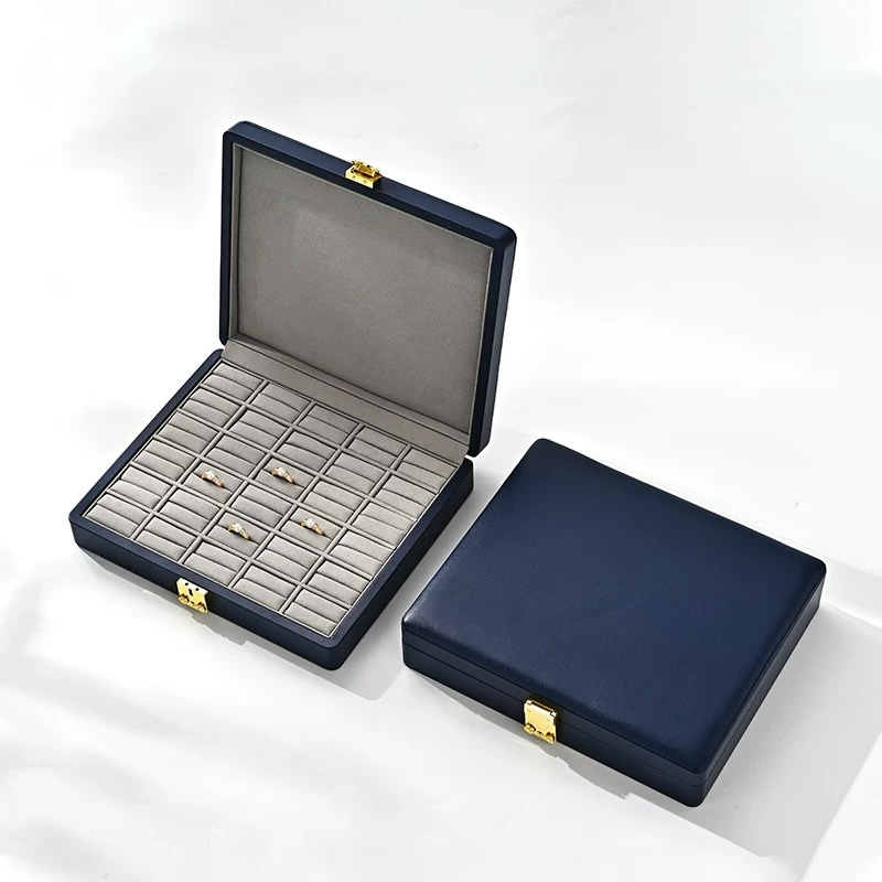 High-grade PU leather jewelry box microfiber with lock ring necklace jewelry display storage box