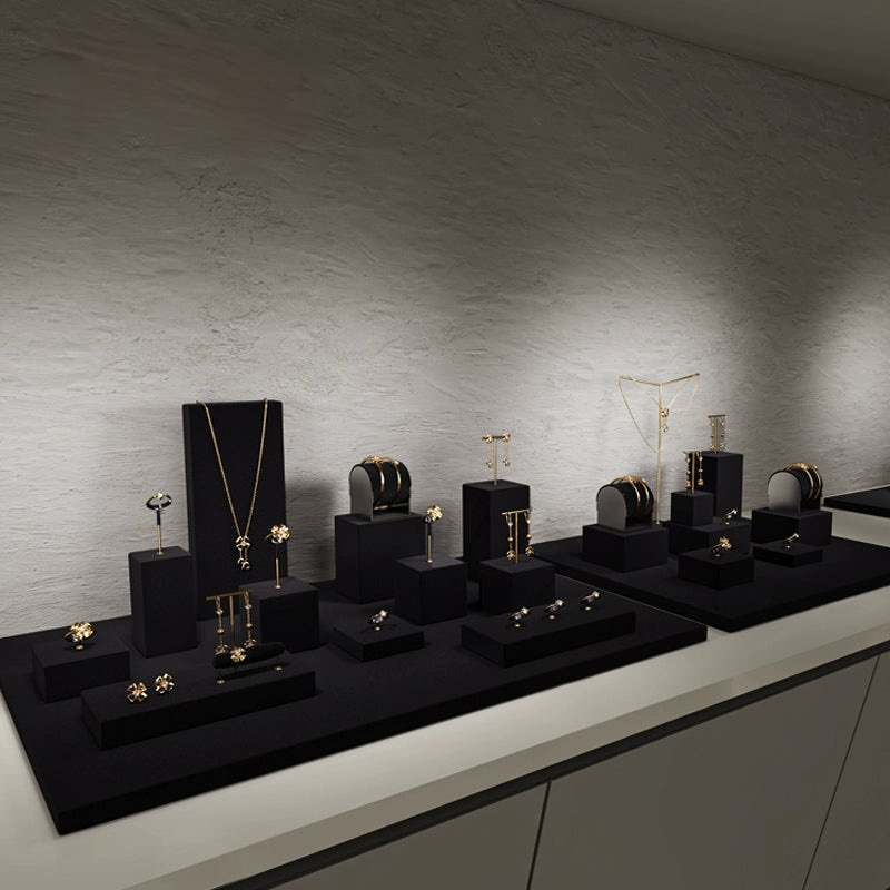 Luxury jewelry display props, high-end metal microfiber necklace, ring counter, jewelry display rack