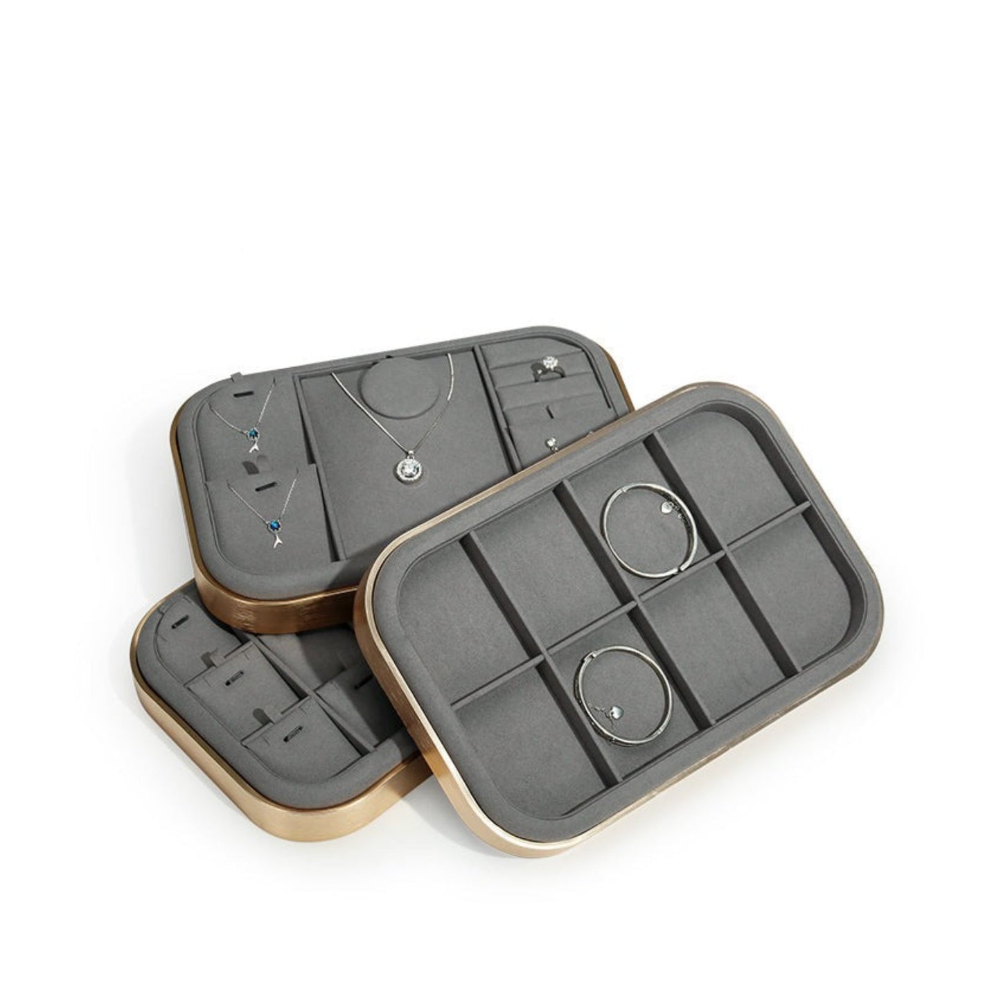 Jewelry display props microfiber jewelry display tray metal necklace ring earrings look at the pallet