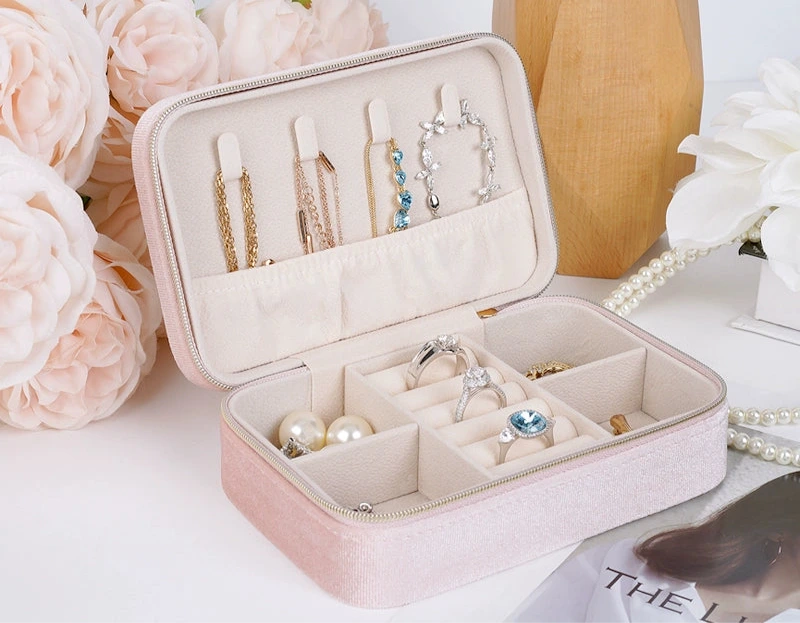 Premium Velvet Storage Bag, Portable Square Jewelry Storage Box, Ring, Necklace, Earring Case