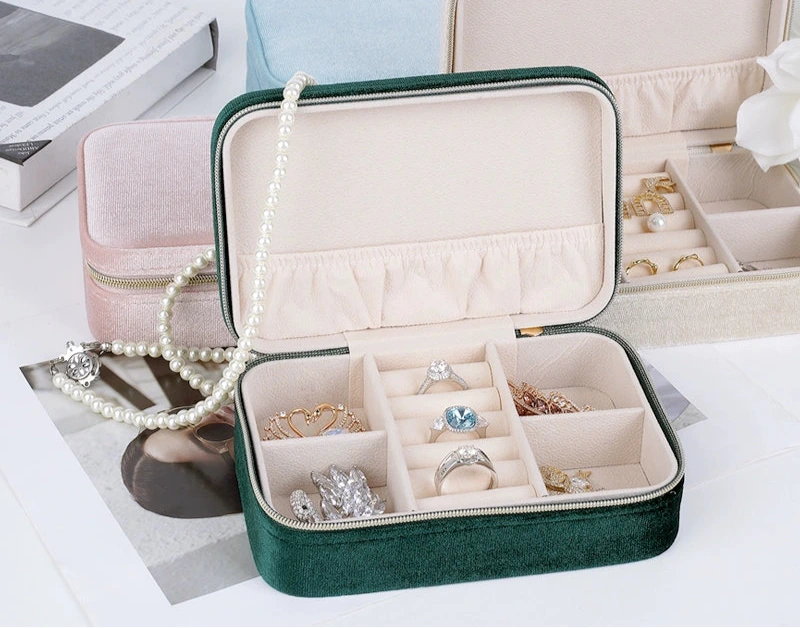 Premium Velvet Storage Bag, Portable Square Jewelry Storage Box, Ring, Necklace, Earring Case