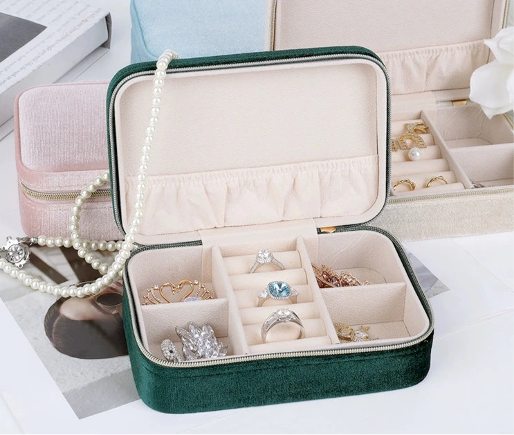 Premium Velvet Storage Bag, Portable Square Jewelry Storage Box, Ring, Necklace, Earring Case