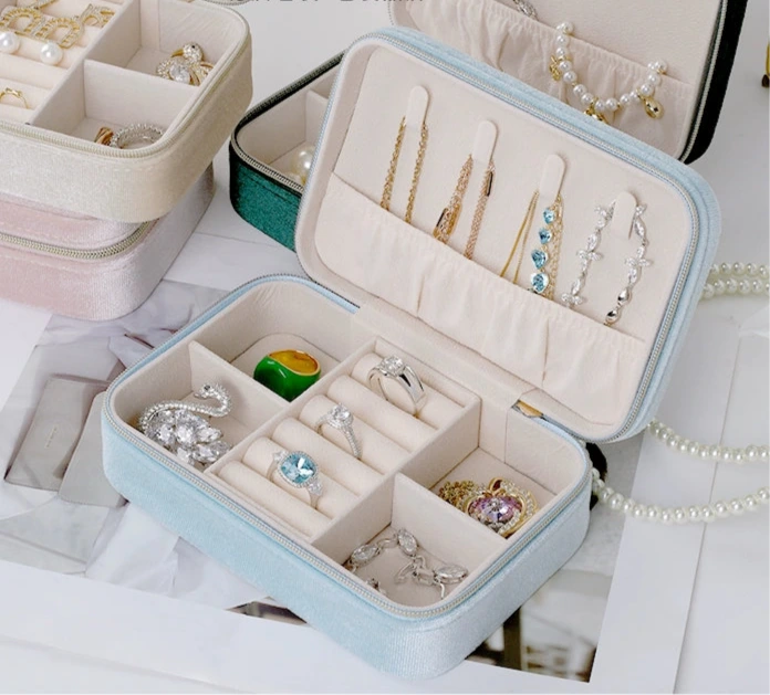 Premium Velvet Storage Bag, Portable Square Jewelry Storage Box, Ring, Necklace, Earring Case