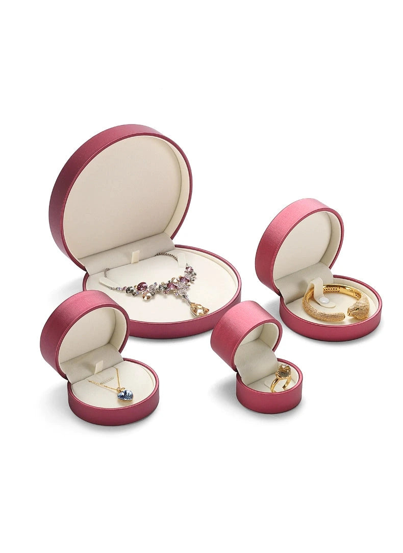 Leather Round Jewelry Box Necklace Bracelet Packaging Box Jewelry Storage Gift Box
