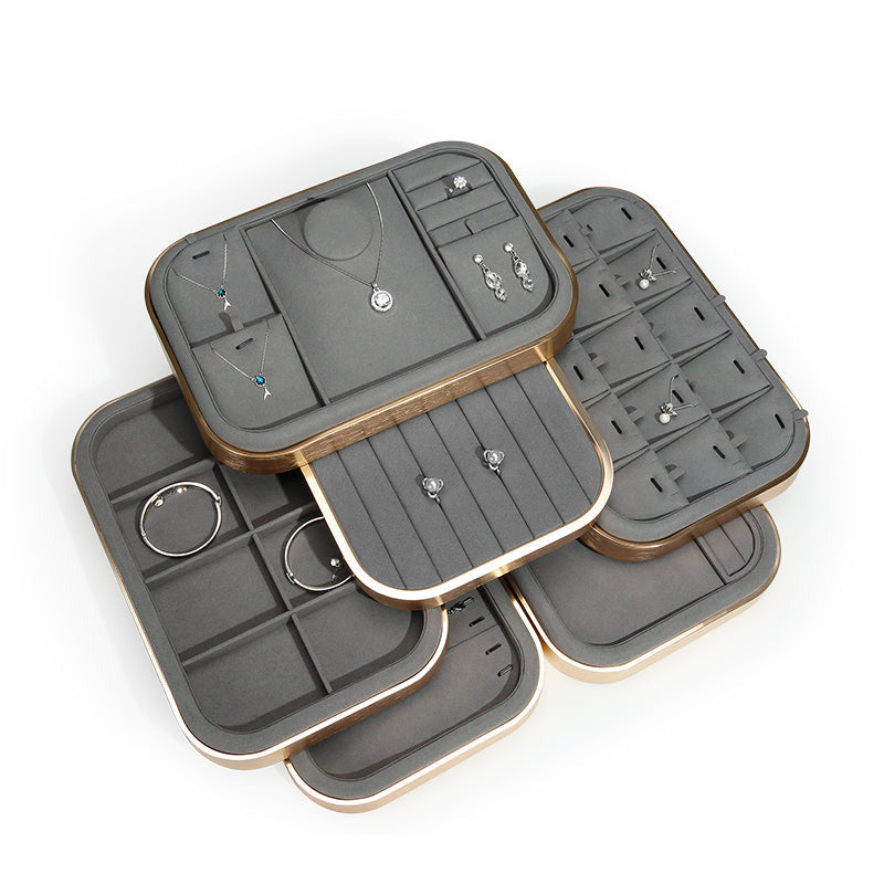 Jewelry display props microfiber jewelry display tray metal necklace ring earrings look at the pallet