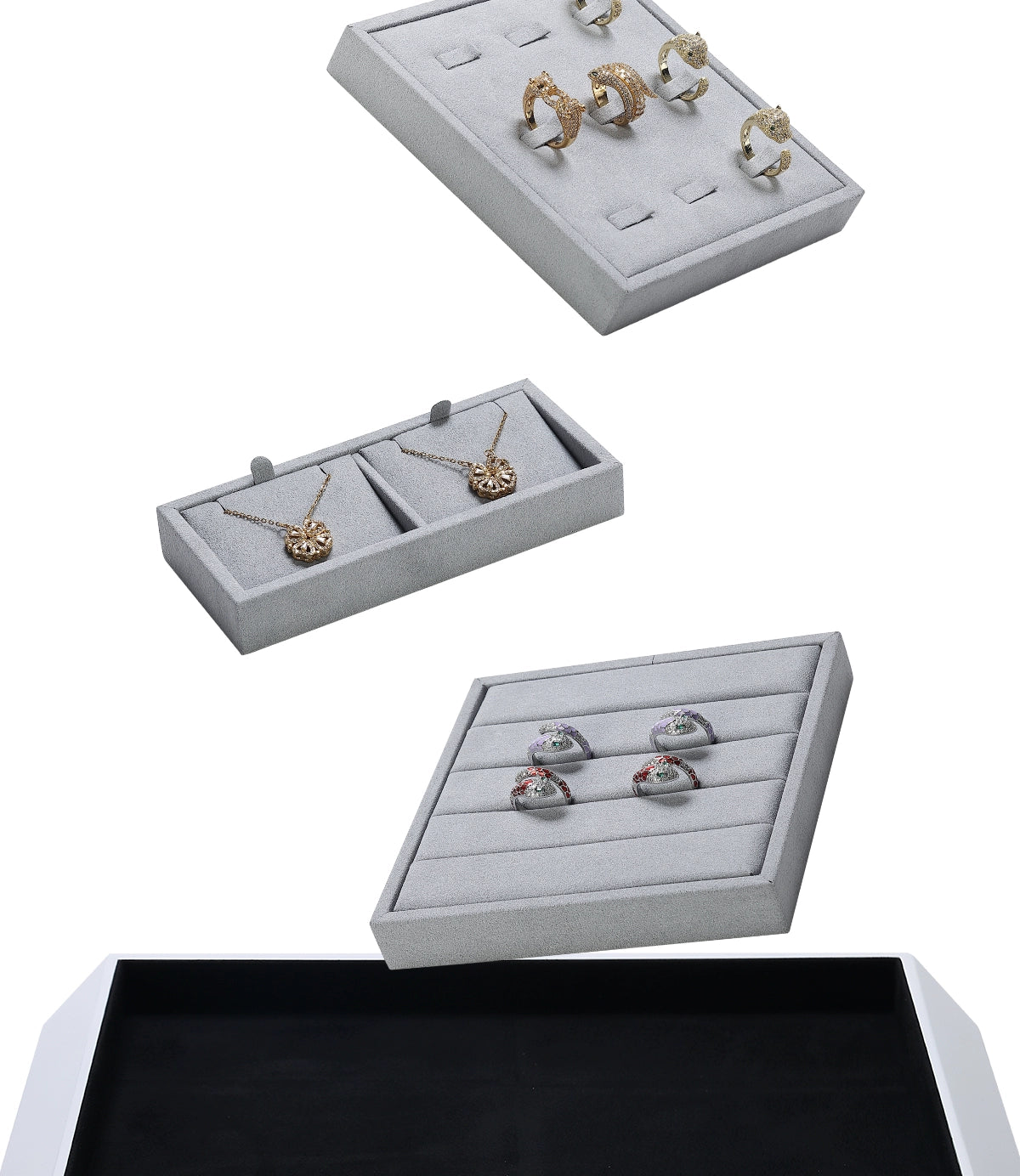Jewelry display plate, lacquer jewelry placement plate, bracelet, ring, earring, plate, gray necklace storage plate, jewelry tray