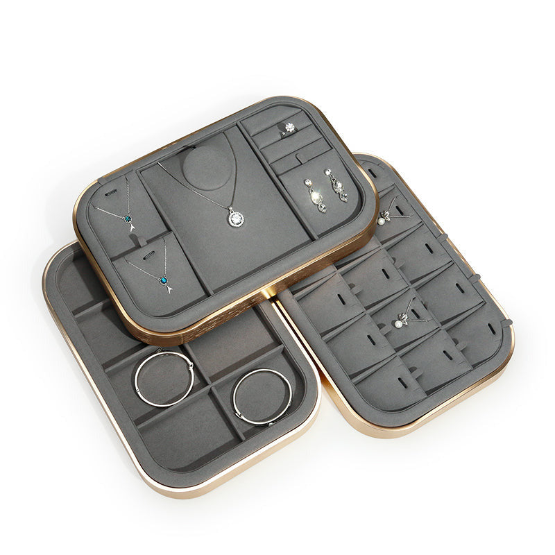 Jewelry display props microfiber jewelry display tray metal necklace ring earrings look at the pallet