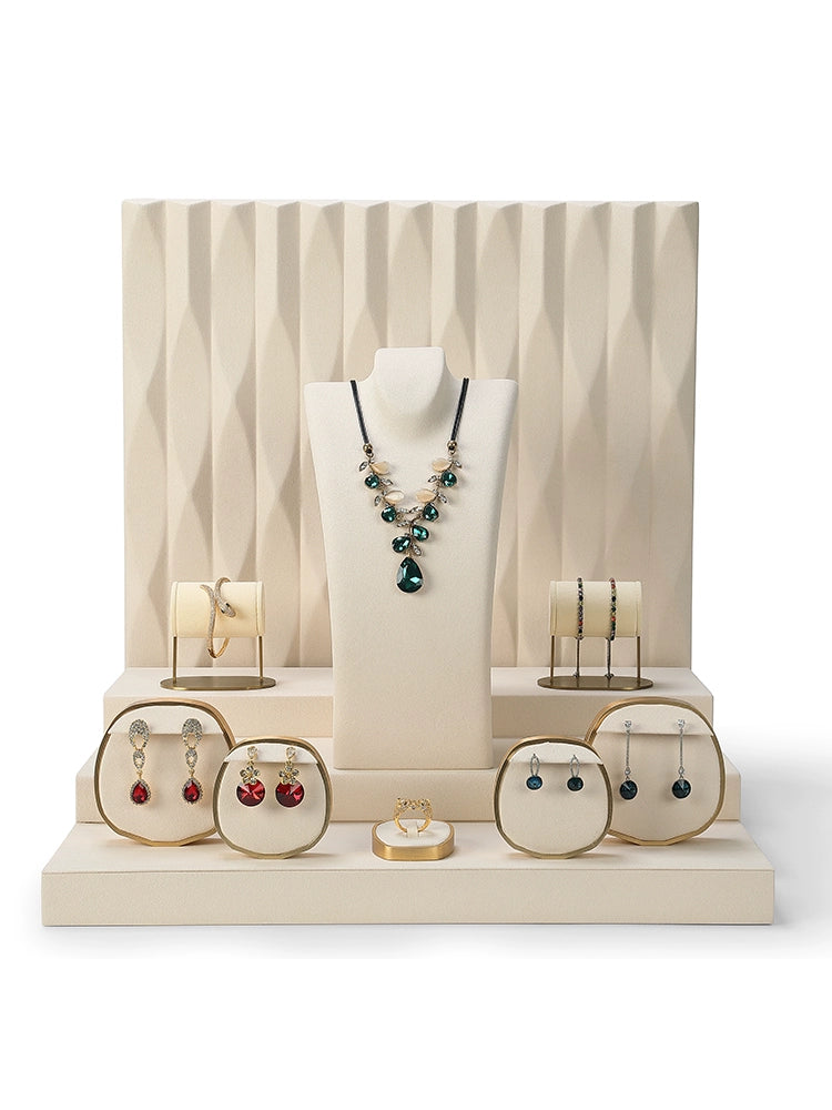 Luxury jewellery display, rings, necklaces, earrings, window display, jewelry, display props