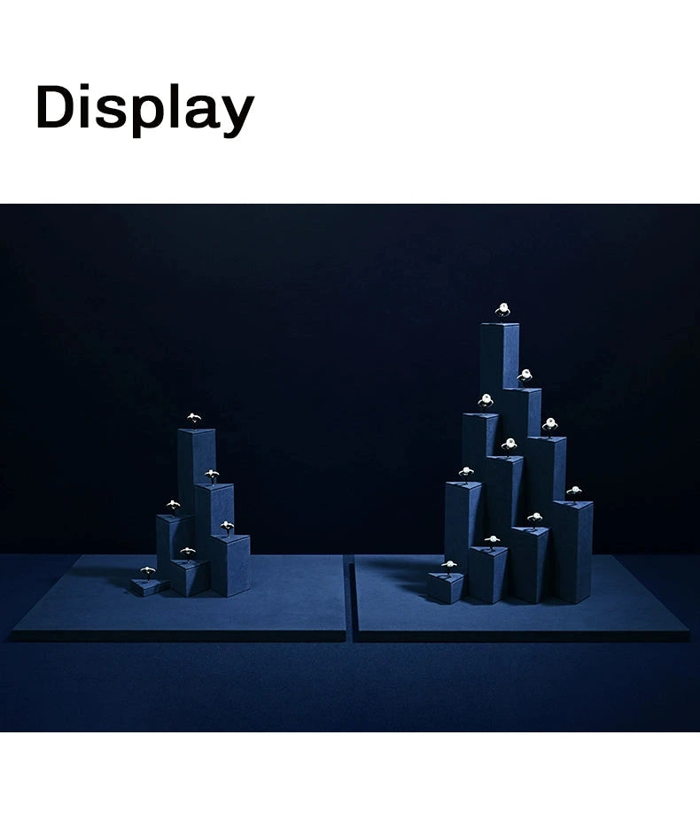 Ring Display Props Blue Microfiber Ring Holder Display Storage Ornament Ring Display Stand