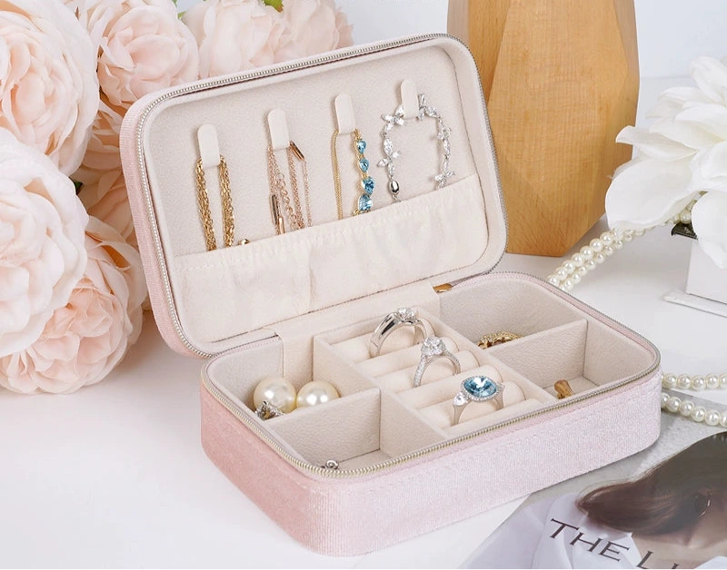 Premium Velvet Storage Bag, Portable Square Jewelry Storage Box, Ring, Necklace, Earring Case