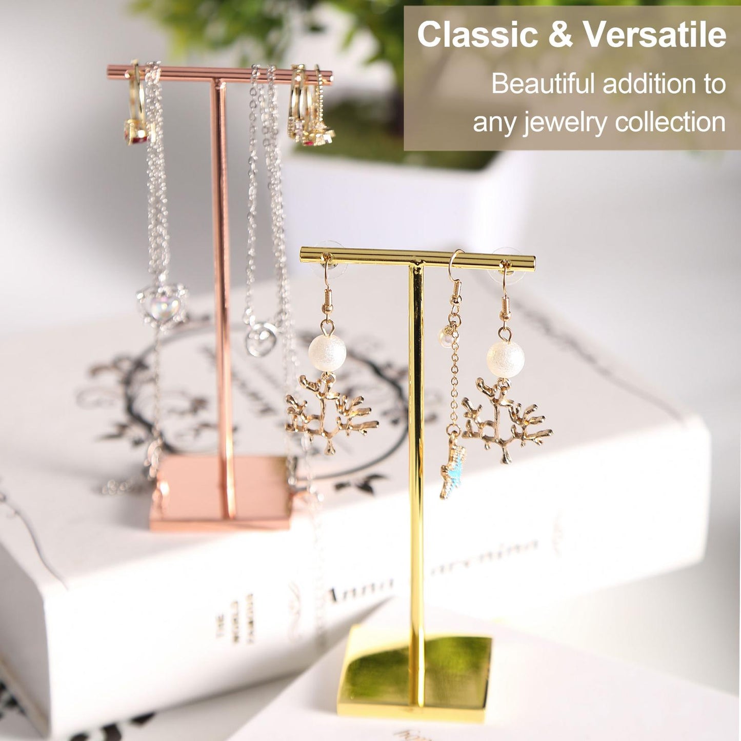 T-shape metal shinny earring stand, shinny gold, silver, copper color, Earring Display props, Earring Stands