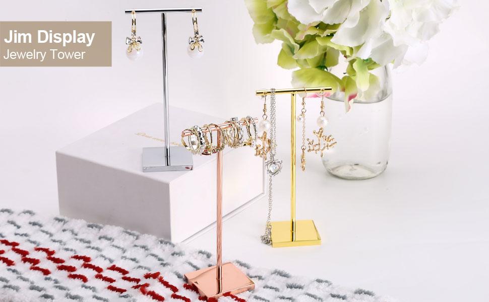 T-shape metal shinny earring stand, shinny gold, silver, copper color, Earring Display props, Earring Stands