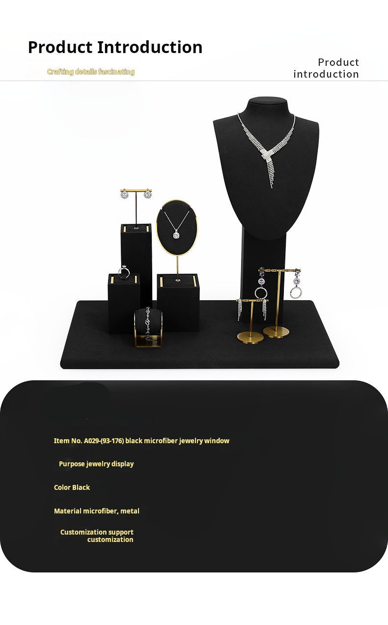Jewelry display shelves, necklaces, rings, earrings, bracelets, bracelets, display props, microfiber window display sets