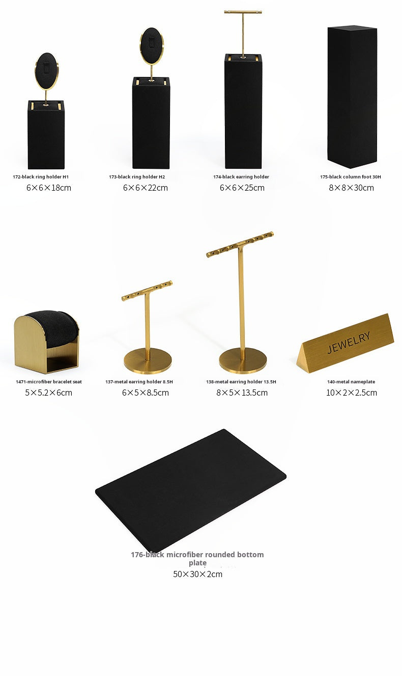 Jewelry display shelves, necklaces, rings, earrings, bracelets, bracelets, display props, microfiber window display sets