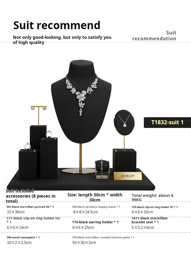 Jewelry display shelves, necklaces, rings, earrings, bracelets, bracelets, display props, microfiber window display sets