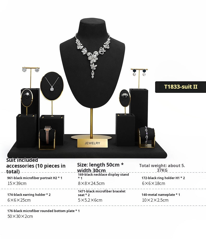 Jewelry display shelves, necklaces, rings, earrings, bracelets, bracelets, display props, microfiber window display sets
