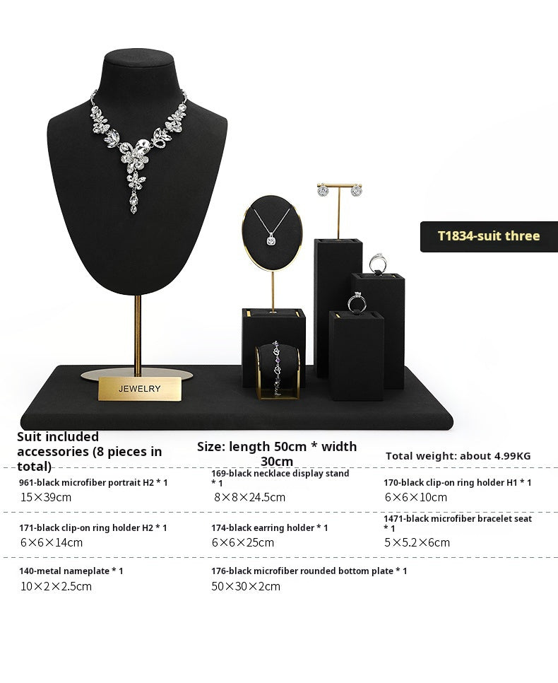 Jewelry display shelves, necklaces, rings, earrings, bracelets, bracelets, display props, microfiber window display sets