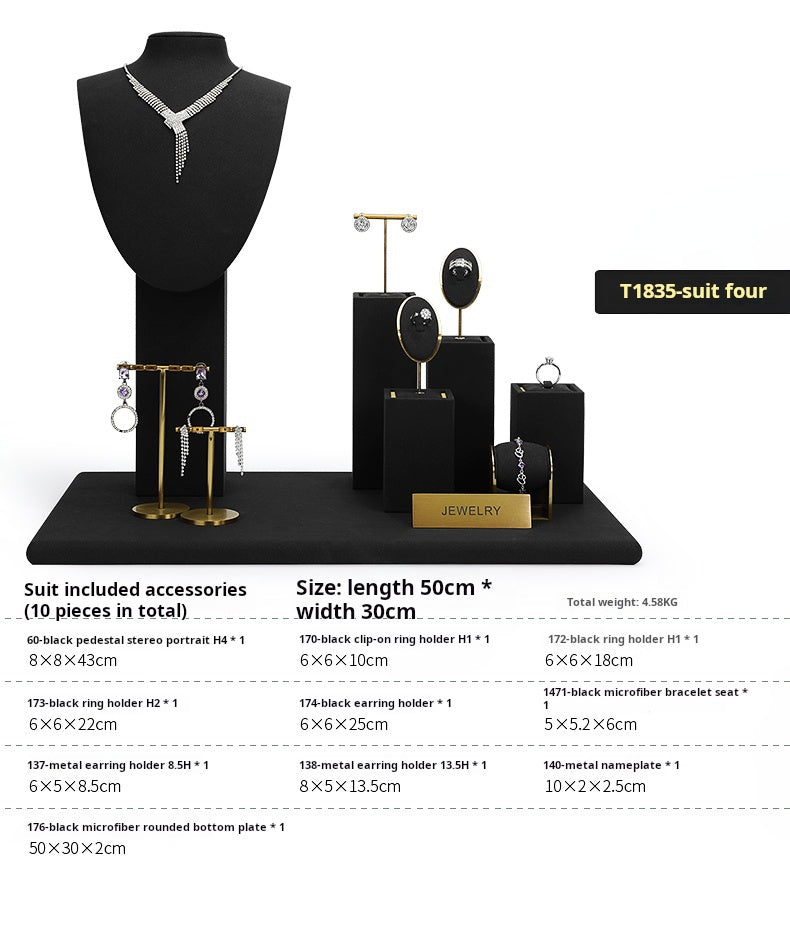 Jewelry display shelves, necklaces, rings, earrings, bracelets, bracelets, display props, microfiber window display sets