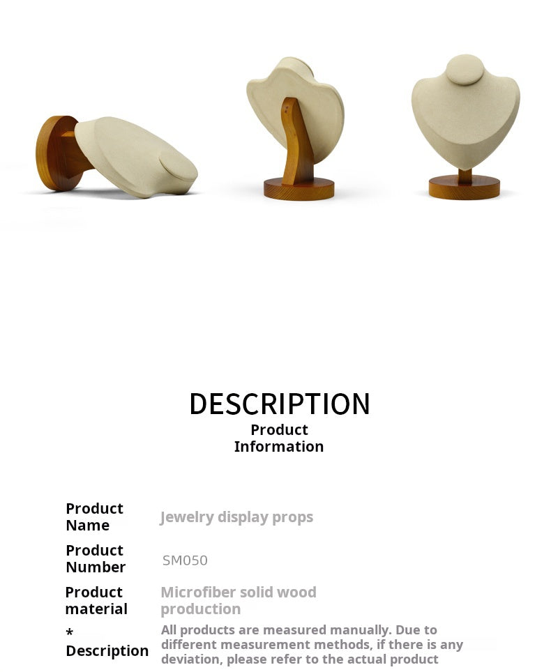 Necklace display stand, solid wood microfiber necklace, model neck, portrait frame, pendant display, neck mask holder